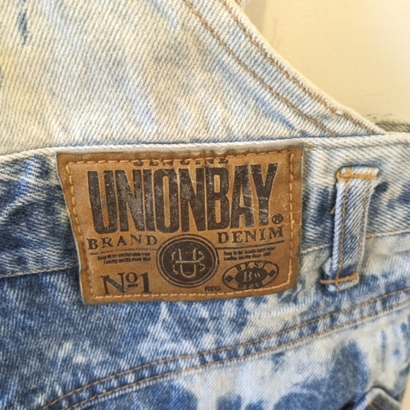 Vintage Girls Union Bay Bleached Denim Short Overalls XL - Picture 5 of 8